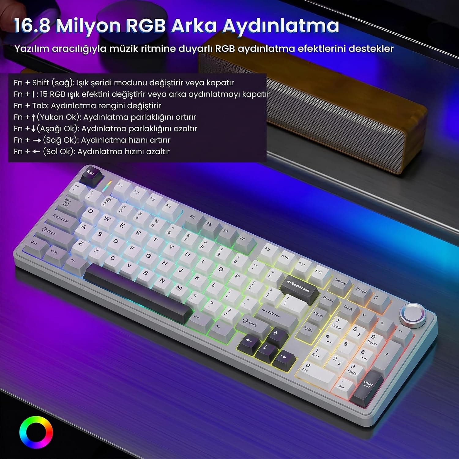 کیبورد مکانیکی AULA مدل F99 Pro بیسیم سه حالته RGB Hot Swap خاکستری کیبورد مکانیکی AULA مدل F99 Pro بیسیم سه حالته RGB Hot Swap خاکستری