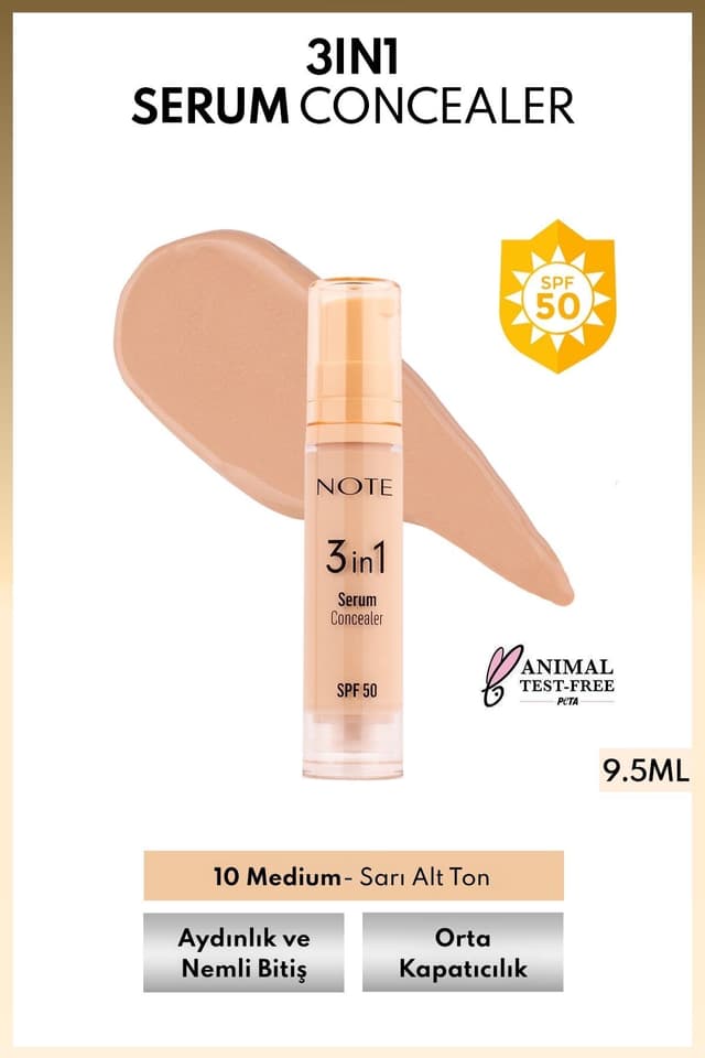 کانسیلر زیر چشم Note Cosmetics 3 in 1 SPF 50 مرطوبکننده 10 متوسط کانسیلر زیر چشم Note Cosmetics 3 in 1 SPF 50 مرطوبکننده 10 متوسط