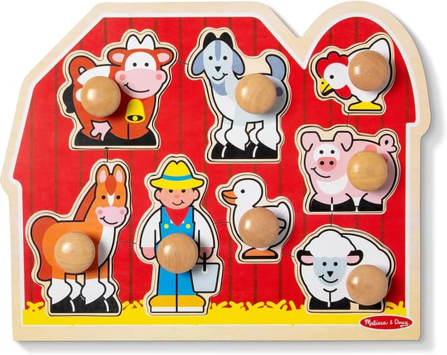 پازل چوبی Melissa & Doug ۸ تکه ضخیم سری Large Farm Jumbo Knob پازل چوبی Melissa & Doug ۸ تکه ضخیم سری Large Farm Jumbo Knob