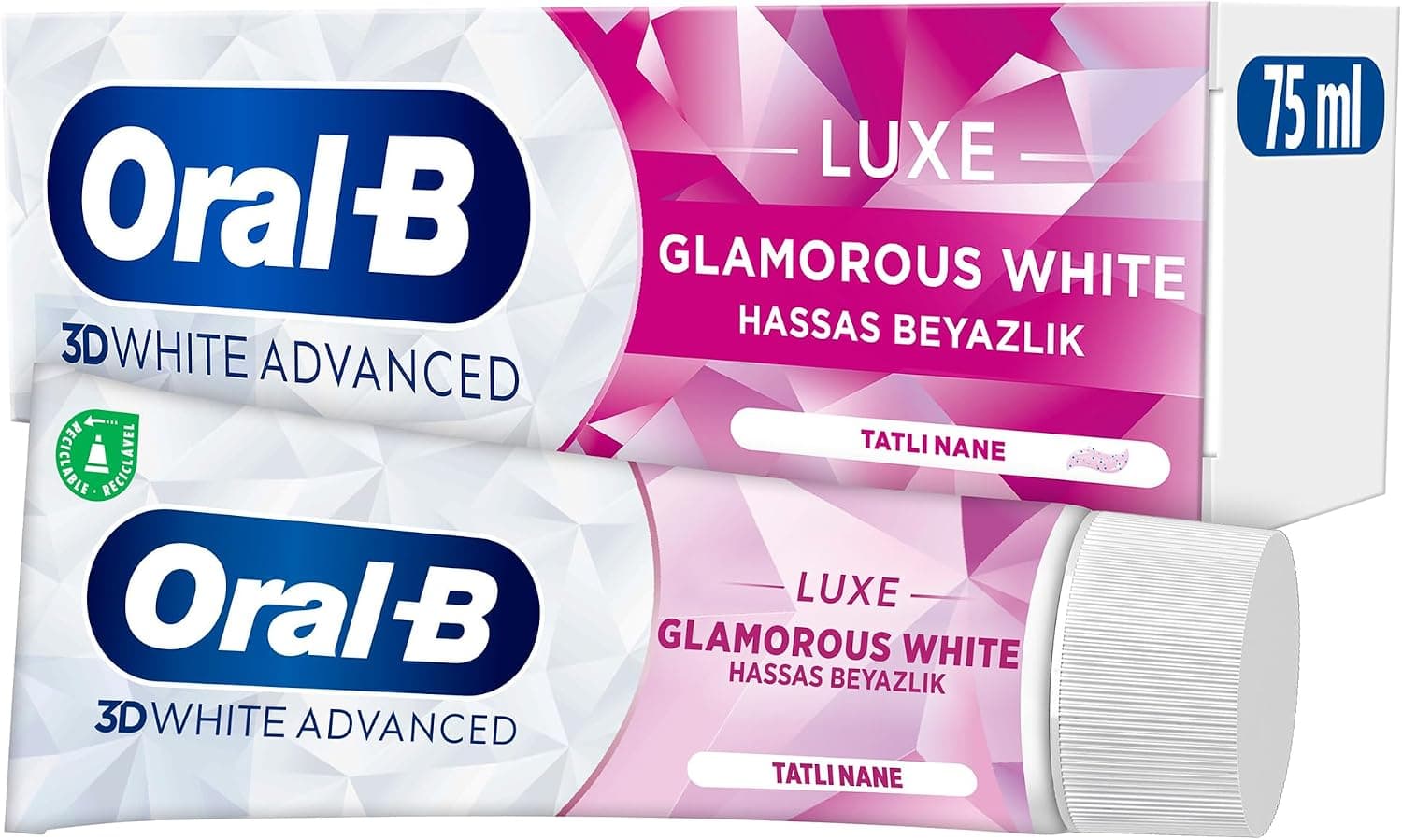 خمیردندان سفیدکننده Oral-B مدل Pro 3D White Advanced Luxe Glamorous White 75 ml خمیردندان سفیدکننده Oral-B مدل Pro 3D White Advanced Luxe Glamorous White 75 ml