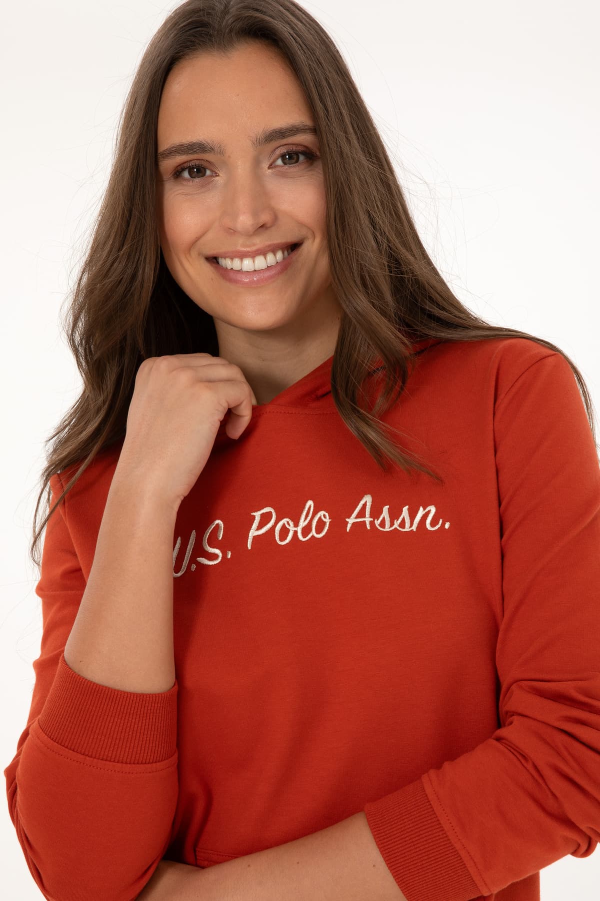 سوئیشرت زنانه U.S. Polo Assn. کلاهدار رنگ قرمز آجری مدل 50313559-VR031 سوئیشرت زنانه U.S. Polo Assn. کلاهدار رنگ قرمز آجری مدل 50313559-VR031