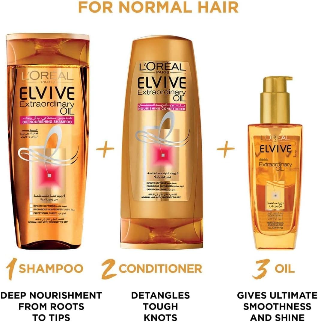 شامپو L'Oreal Paris Elvive Extraordinary Oil بسته دوتایی 400ml شامپو L'Oreal Paris Elvive Extraordinary Oil بسته دوتایی 400ml
