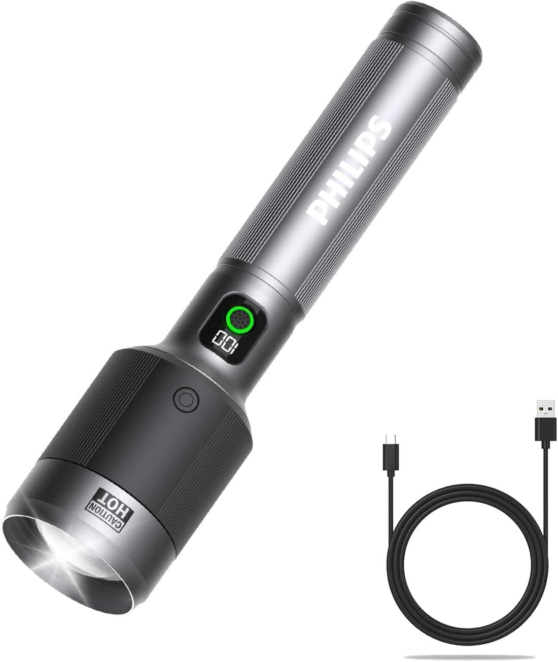 چراغ قوه شارژی PHILIPS LED 3000LM با زوم تلسکوپی و باتری 9000mAh چراغ قوه شارژی PHILIPS LED 3000LM با زوم تلسکوپی و باتری 9000mAh