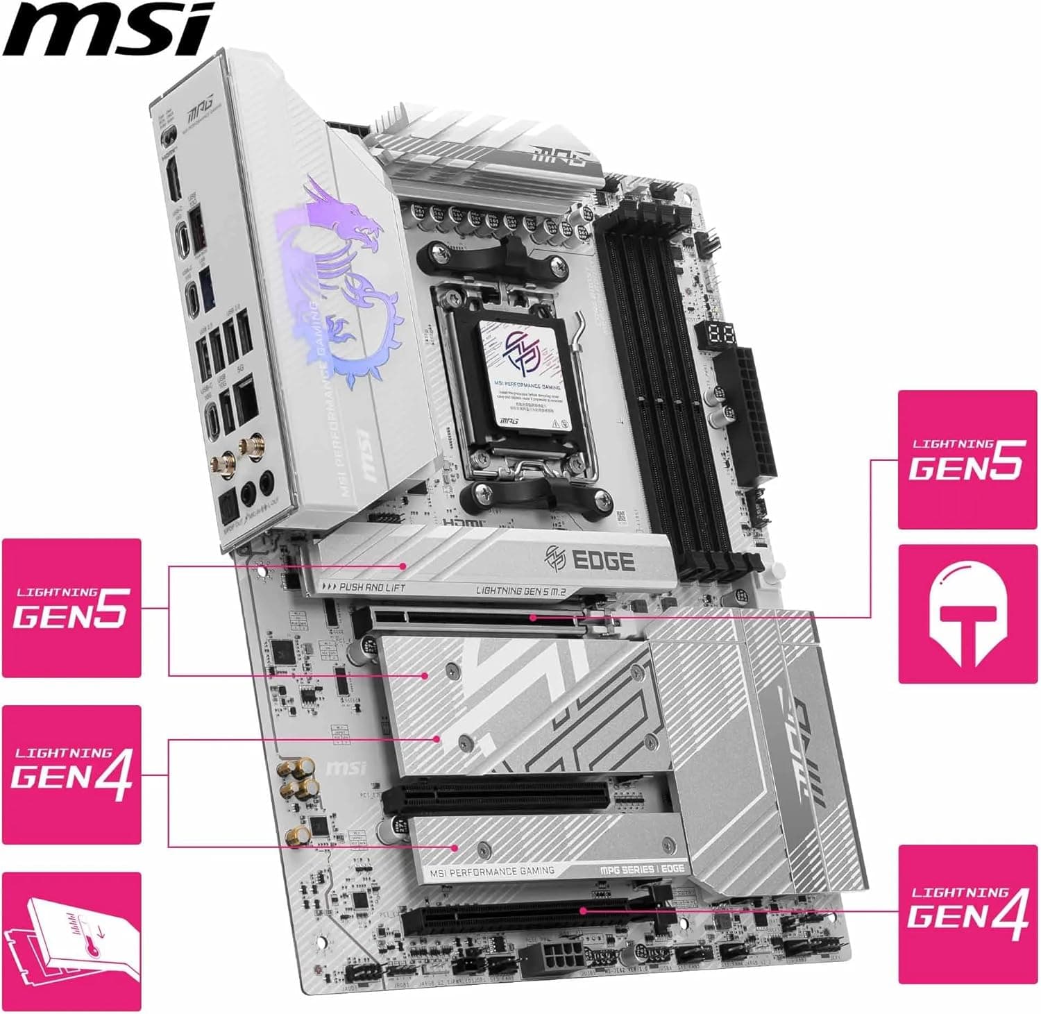 مادربرد MSI MPG B850 EDGE TI WIFI AM5 DDR5 8400MHZ(OC) ATX مادربرد MSI MPG B850 EDGE TI WIFI AM5 DDR5 8400MHZ(OC) ATX