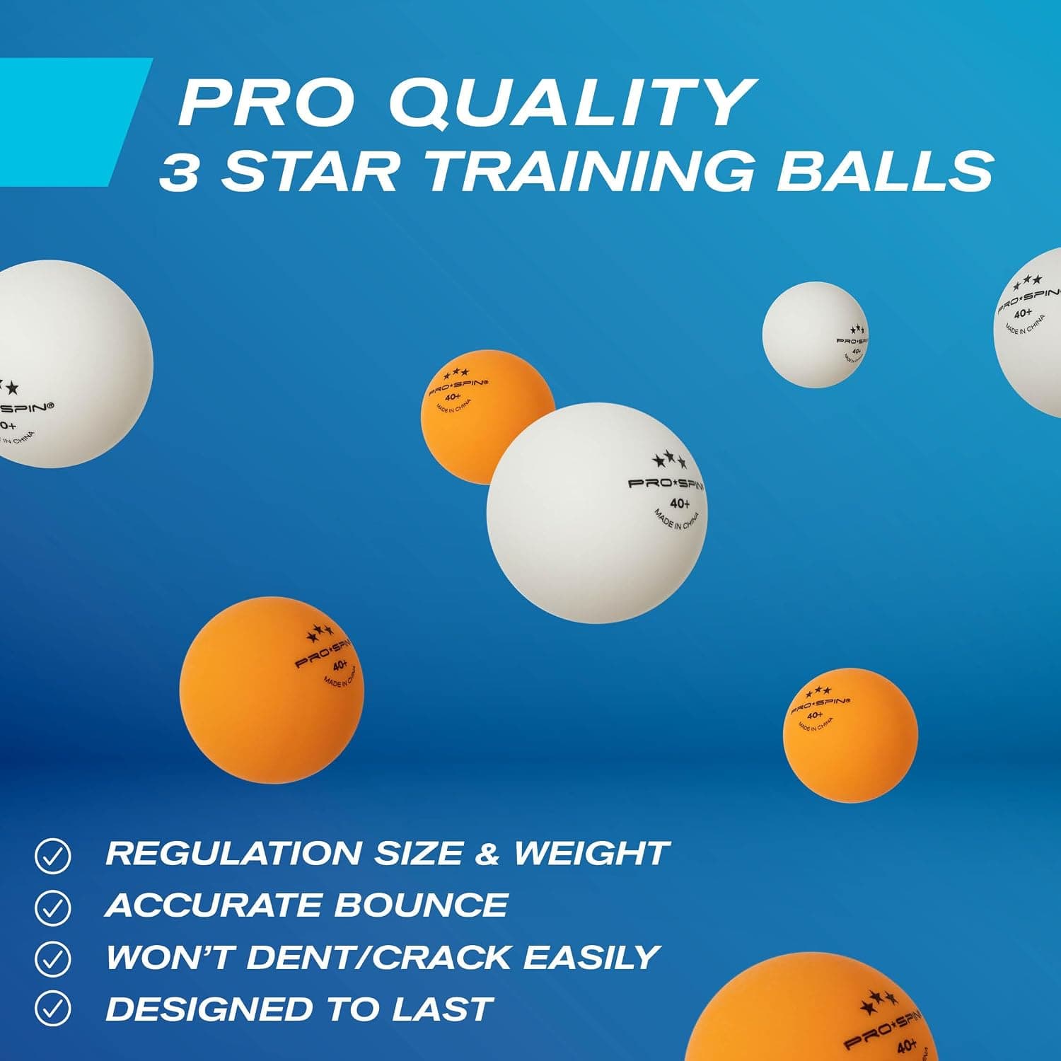 ست راکت تنیس روی میز قابل حمل PRO-SPIN همراه با تور و توپهای 3-Star ست راکت تنیس روی میز قابل حمل PRO-SPIN همراه با تور و توپهای 3-Star