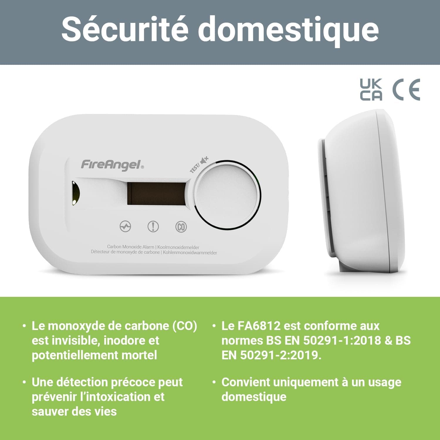 دتکتور منوکسید کربن FireAngel دیجیتال خانگی مدل FA6812 ۱۰ ساله دتکتور منوکسید کربن FireAngel دیجیتال خانگی مدل FA6812 ۱۰ ساله