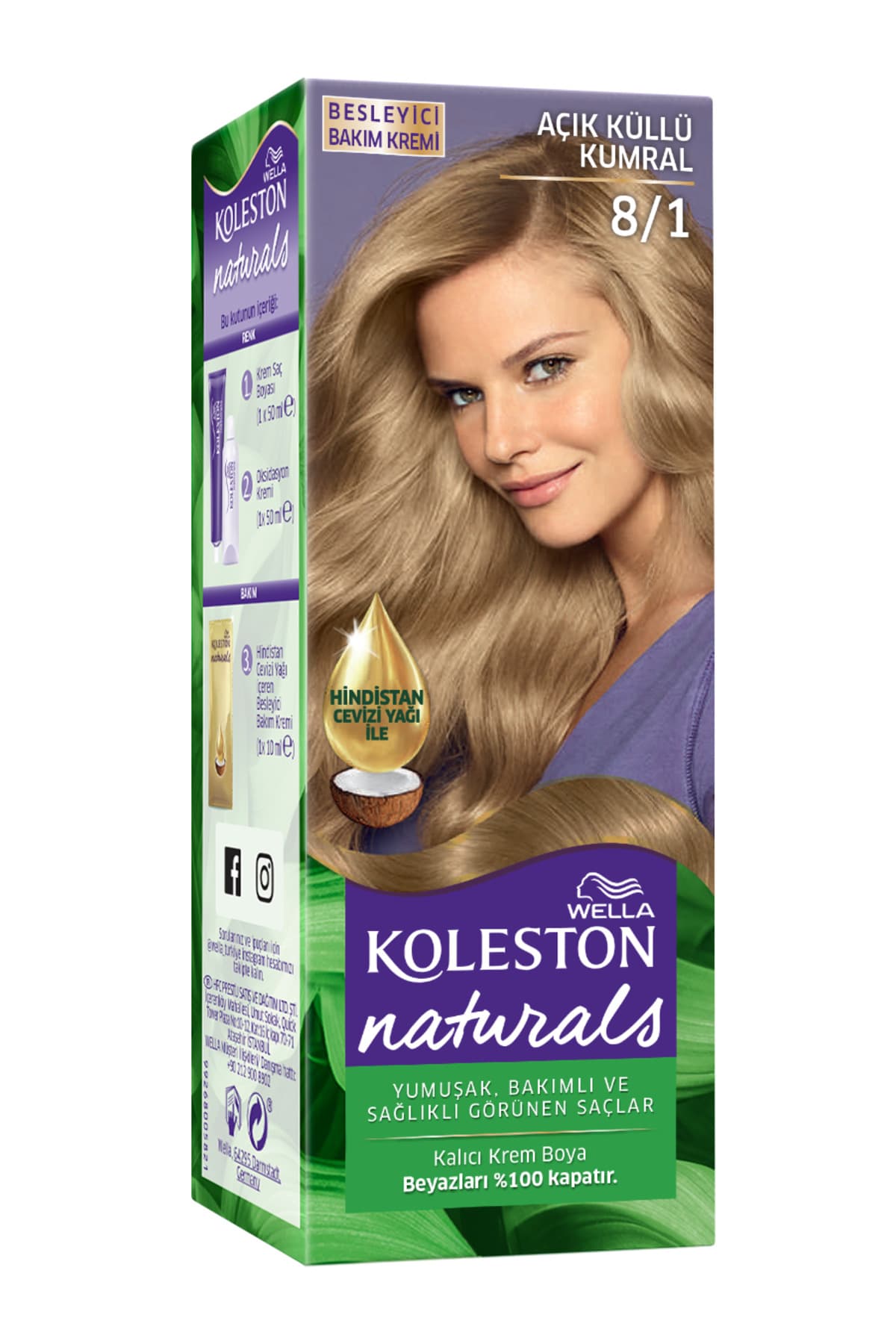 رنگ موی Wella Koleston Naturals بلوند متوسط خاکستری روشن مدل 8/1 رنگ موی Wella Koleston Naturals بلوند متوسط خاکستری روشن مدل 8/1