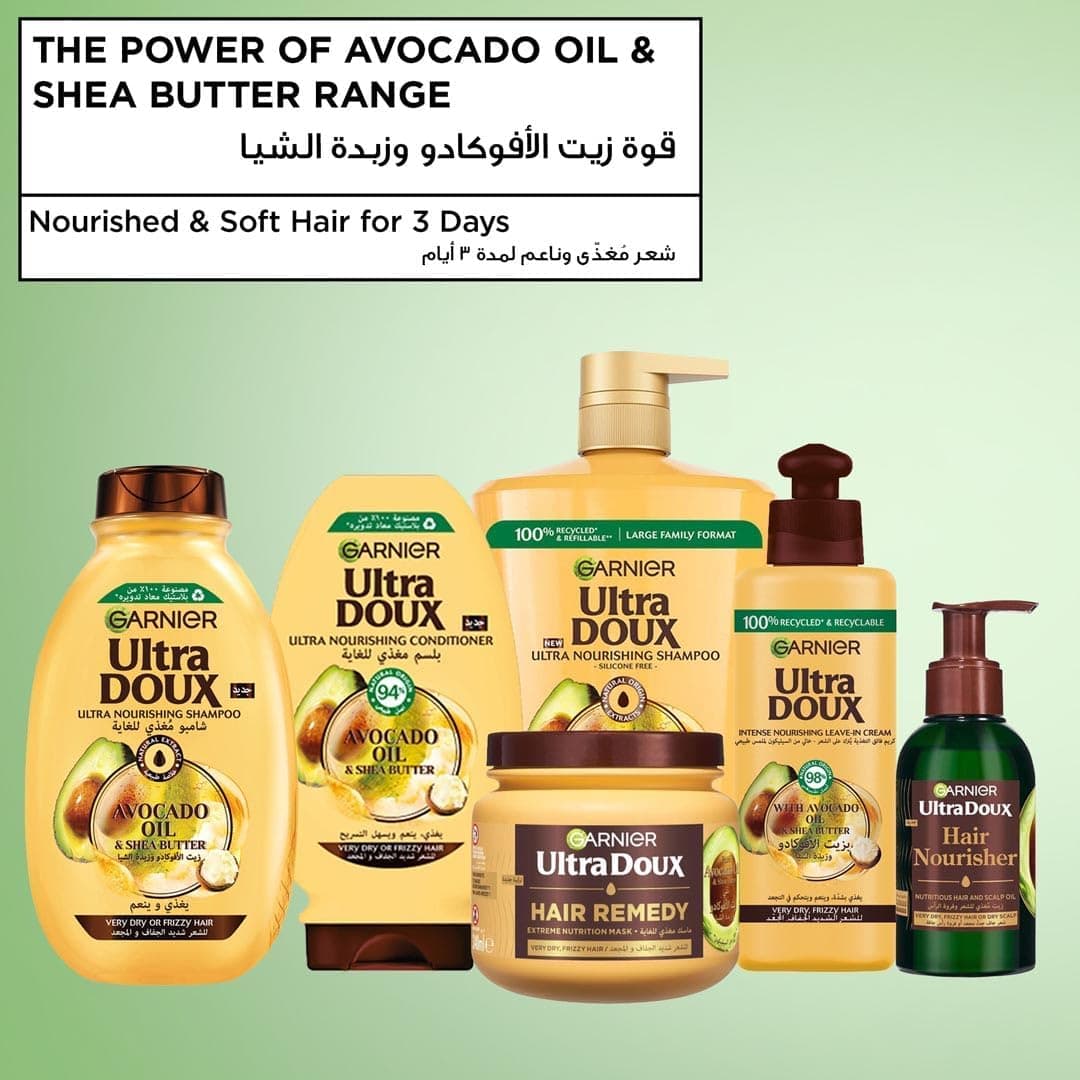شامپو تغذیهکننده موهای خیلی خشک و وز Garnier با روغن آووکادو و کره شیباتر 1000 ml شامپو تغذیهکننده موهای خیلی خشک و وز Garnier با روغن آووکادو و کره شیباتر 1000 ml