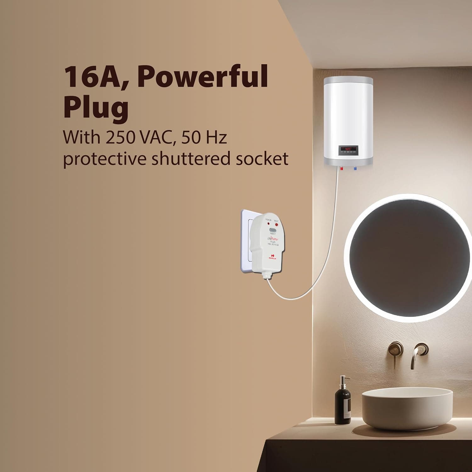 دوشاخه PRCD Havells پلاستیکی سفید 16A 30mA دوشاخه PRCD Havells پلاستیکی سفید 16A 30mA