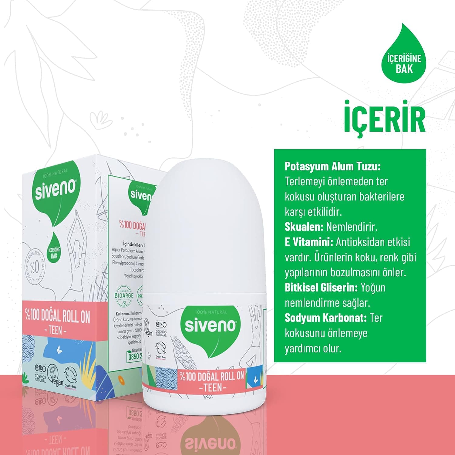 دئودورانت رولآن دخترانه نوجوان Siveno 100٪ طبیعی گیاهی ضد بوی تعریق بدون لکه وگان 50 ml دئودورانت رولآن دخترانه نوجوان Siveno 100٪ طبیعی گیاهی ضد بوی تعریق بدون لکه وگان 50 ml