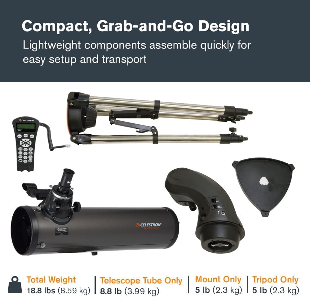 تلسکوپ Celestron نیوتنی بازتابی کامپیوتری قابل حمل مدل 31145 NexStar 130SLT خاکستری تلسکوپ Celestron نیوتنی بازتابی کامپیوتری قابل حمل مدل 31145 NexStar 130SLT خاکستری