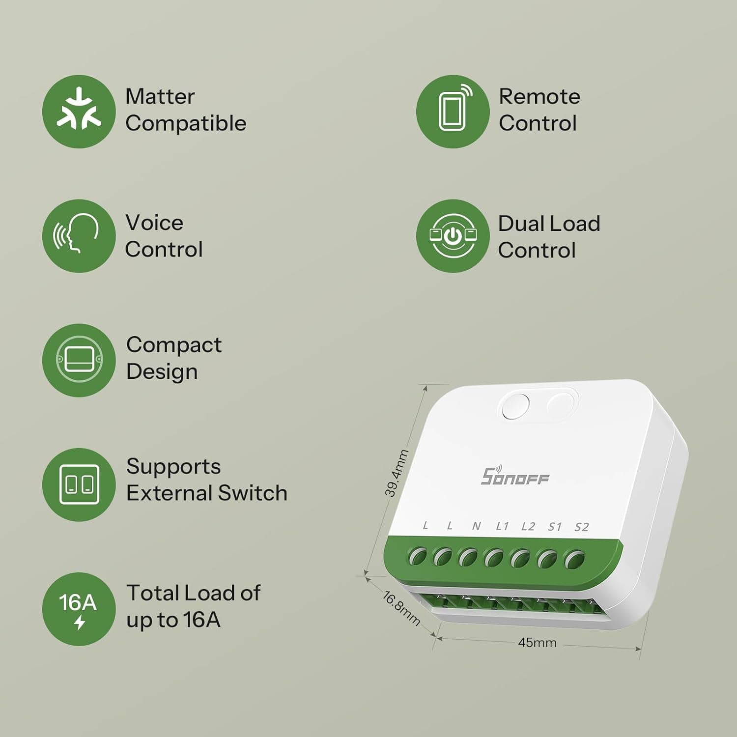 رله هوشمند دوکاناله SONOFF Matter مدل Mini-2GS رله هوشمند دوکاناله SONOFF Matter مدل Mini-2GS