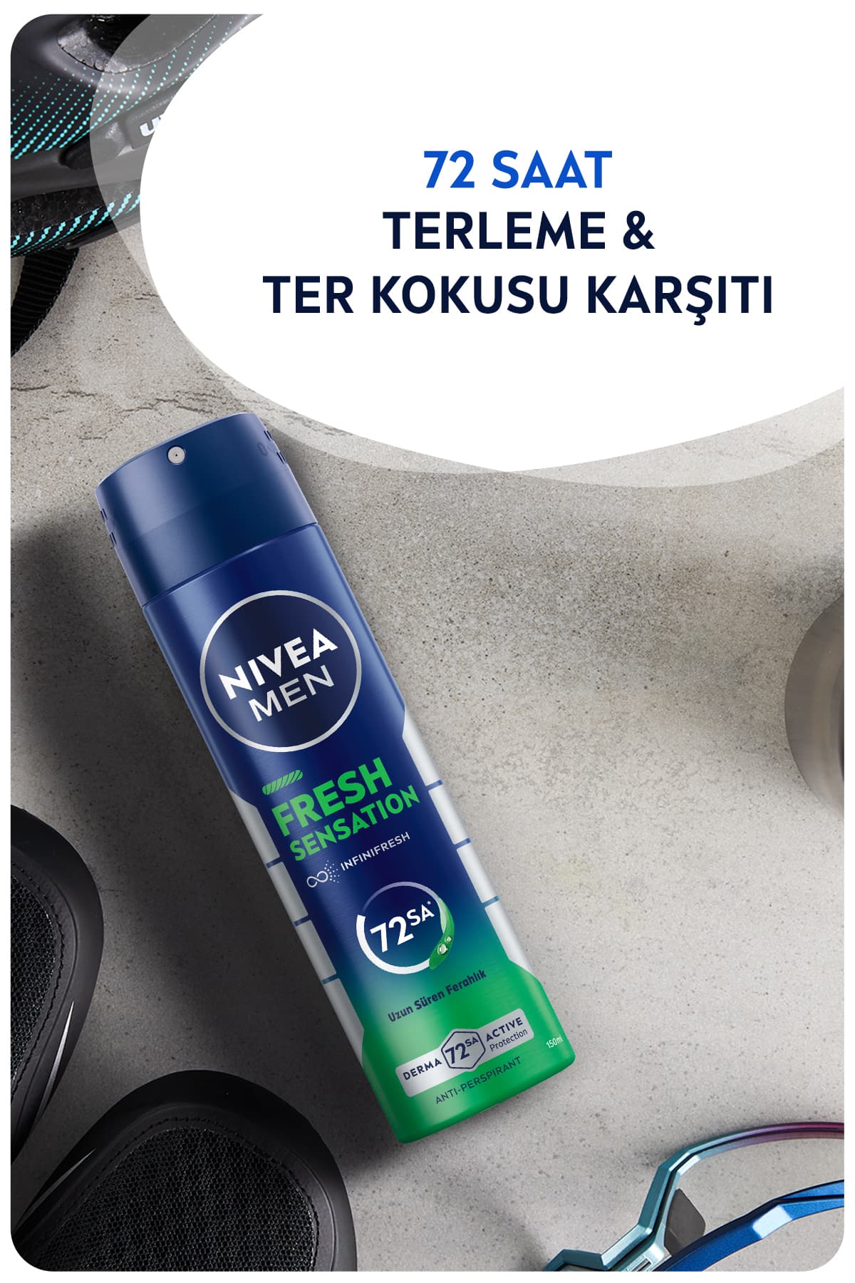 دئودورانت اسپری پسرانه NIVEA MEN Fresh Sensation 250ml ضد تعریق 72 ساعته دئودورانت اسپری پسرانه NIVEA MEN Fresh Sensation 250ml ضد تعریق 72 ساعته