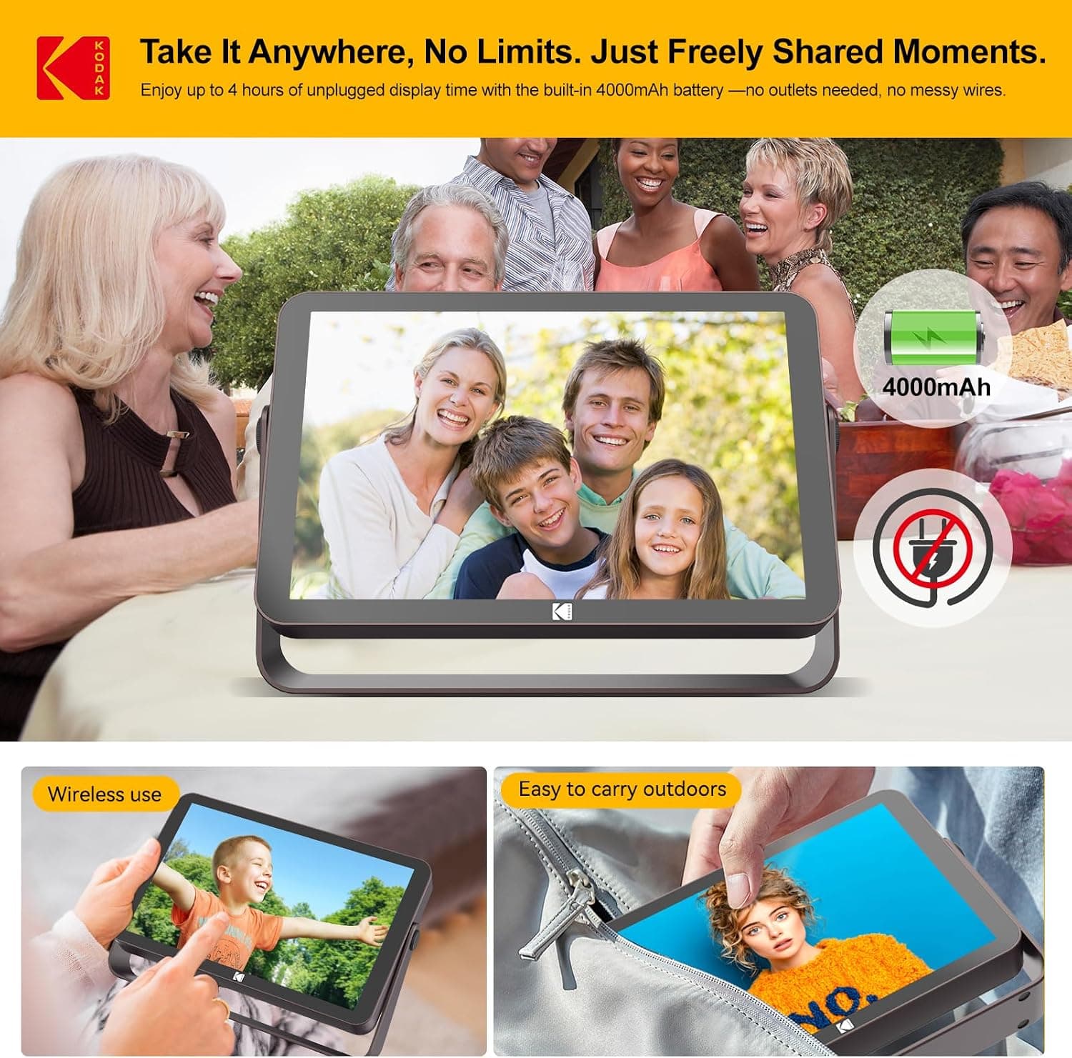 قاب عکس دیجیتال KODAK متصل به WiFi 6 با باتری داخلی و حافظه 64GB قاب عکس دیجیتال KODAK متصل به WiFi 6 با باتری داخلی و حافظه 64GB