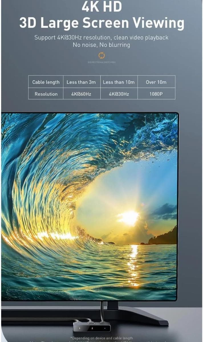 آداپتور هاب HDMI پسرانه Baseus Matrix 2 in 1 خاکستری تیره 4K 60Hz سفری آداپتور هاب HDMI پسرانه Baseus Matrix 2 in 1 خاکستری تیره 4K 60Hz سفری