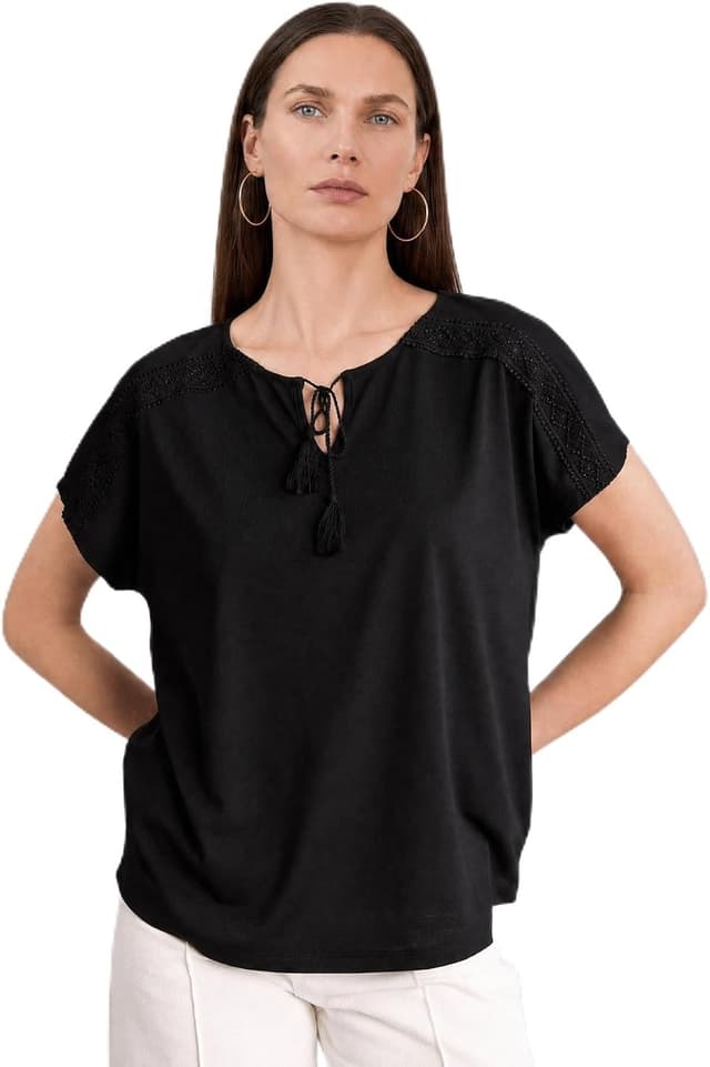 تیشرت زنانه DeFacto یقه گرد آستین کوتاه مشکی مدل C1874AX26SP تیشرت زنانه DeFacto یقه گرد آستین کوتاه مشکی مدل C1874AX26SP