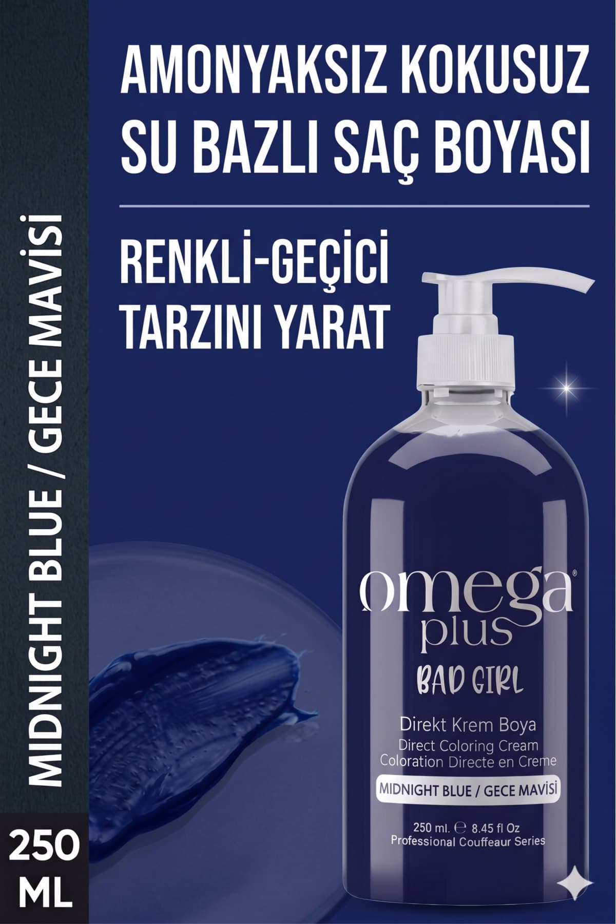 رنگ موی موقت بدون آمونیاک Omega Plus آبی شب 250 ml رنگ موی موقت بدون آمونیاک Omega Plus آبی شب 250 ml