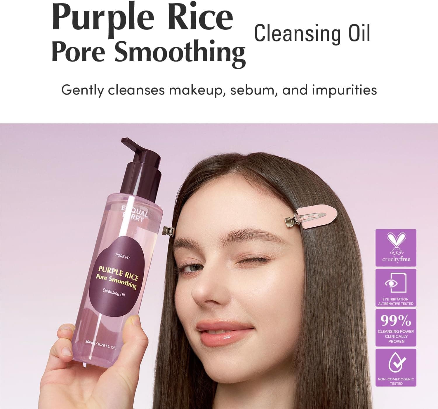 روغن پاککننده صورت EQQUALBERRY با برنج بنفش برای پاکسازی عمیق منافذ و جوشهای سرسیاه 6.76 fl.oz روغن پاککننده صورت EQQUALBERRY با برنج بنفش برای پاکسازی عمیق منافذ و جوشهای سرسیاه 6.76 fl.oz