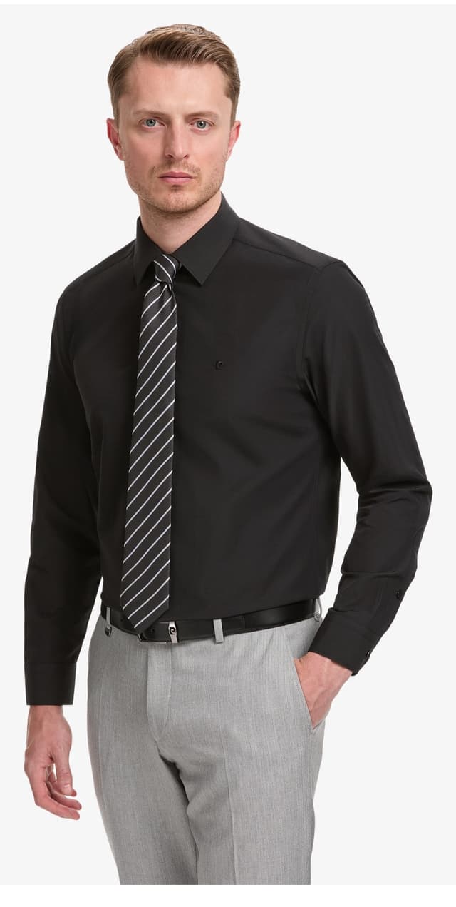 پیراهن مردانه Pierre Cardin مشکی فیت معمولی آستین بلند ساده مدل 50325337-VR046 پیراهن مردانه Pierre Cardin مشکی فیت معمولی آستین بلند ساده مدل 50325337-VR046