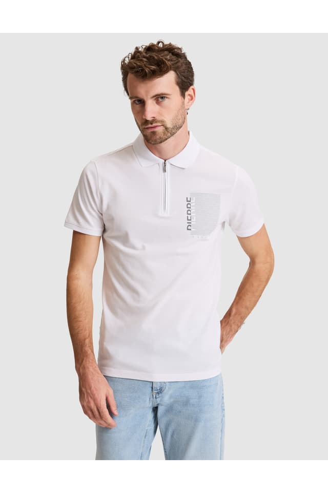 تیشرت یقه پولو Pierre Cardin سفید فیت اسلیم زیپدار %100 پنبه مدل 50307929-VR013 تیشرت یقه پولو Pierre Cardin سفید فیت اسلیم زیپدار %100 پنبه مدل 50307929-VR013