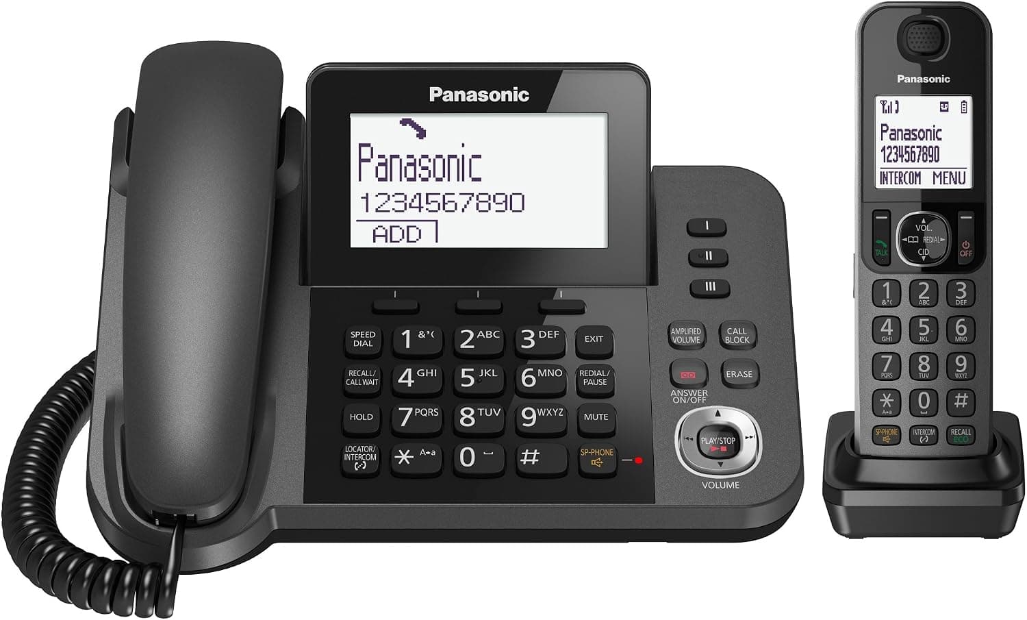 تلفن Panasonic سیمی و بیسیم با منشی تلفنی مدل KX-TGF320 مشکی تلفن Panasonic سیمی و بیسیم با منشی تلفنی مدل KX-TGF320 مشکی