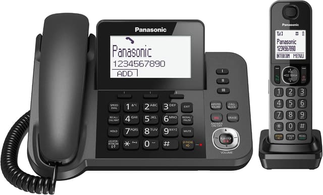 تلفن Panasonic سیمی و بیسیم با منشی تلفنی مدل KX-TGF320 مشکی تلفن Panasonic سیمی و بیسیم با منشی تلفنی مدل KX-TGF320 مشکی
