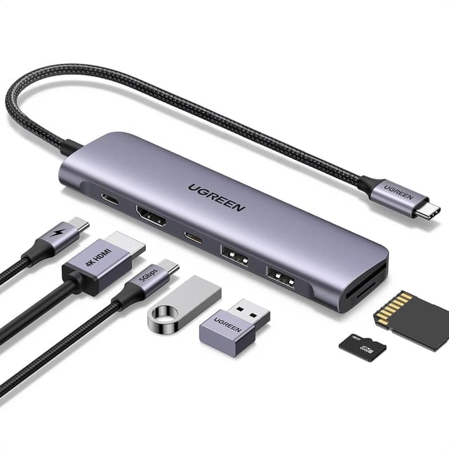 هاب USB C هفتکاره UGREEN با کارتخوان SD/TF، HDMI، 100W PD و USB C&A با سرعت 5Gbps هاب USB C هفتکاره UGREEN با کارتخوان SD/TF، HDMI، 100W PD و USB C&A با سرعت 5Gbps