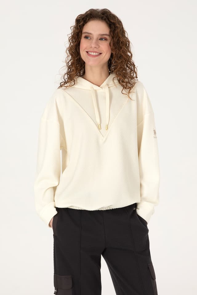 سوئیشرت زنانه U.S. Polo Assn. کلاهدار کرم مدل 50309464-VR256 سوئیشرت زنانه U.S. Polo Assn. کلاهدار کرم مدل 50309464-VR256