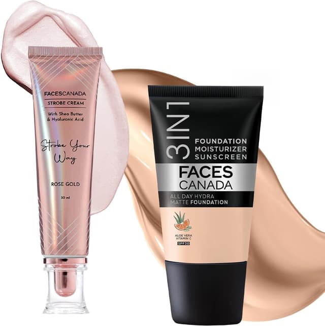 ست آرایشی زنانه FACESCANADA شامل کرم استروب رزگلد 30ml و کرمپودر مینی مات آبرسان Warm Natural 18ml ست آرایشی زنانه FACESCANADA شامل کرم استروب رزگلد 30ml و کرمپودر مینی مات آبرسان Warm Natural 18ml