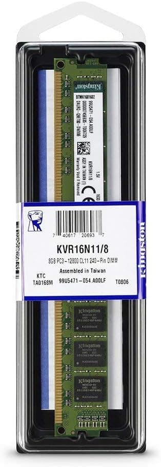 رم دسکتاپ Kingston ValueRAM DDR3 8GB 1600MHz Non-ECC CL11 1.5V مدل KVR16N11/8 رم دسکتاپ Kingston ValueRAM DDR3 8GB 1600MHz Non-ECC CL11 1.5V مدل KVR16N11/8