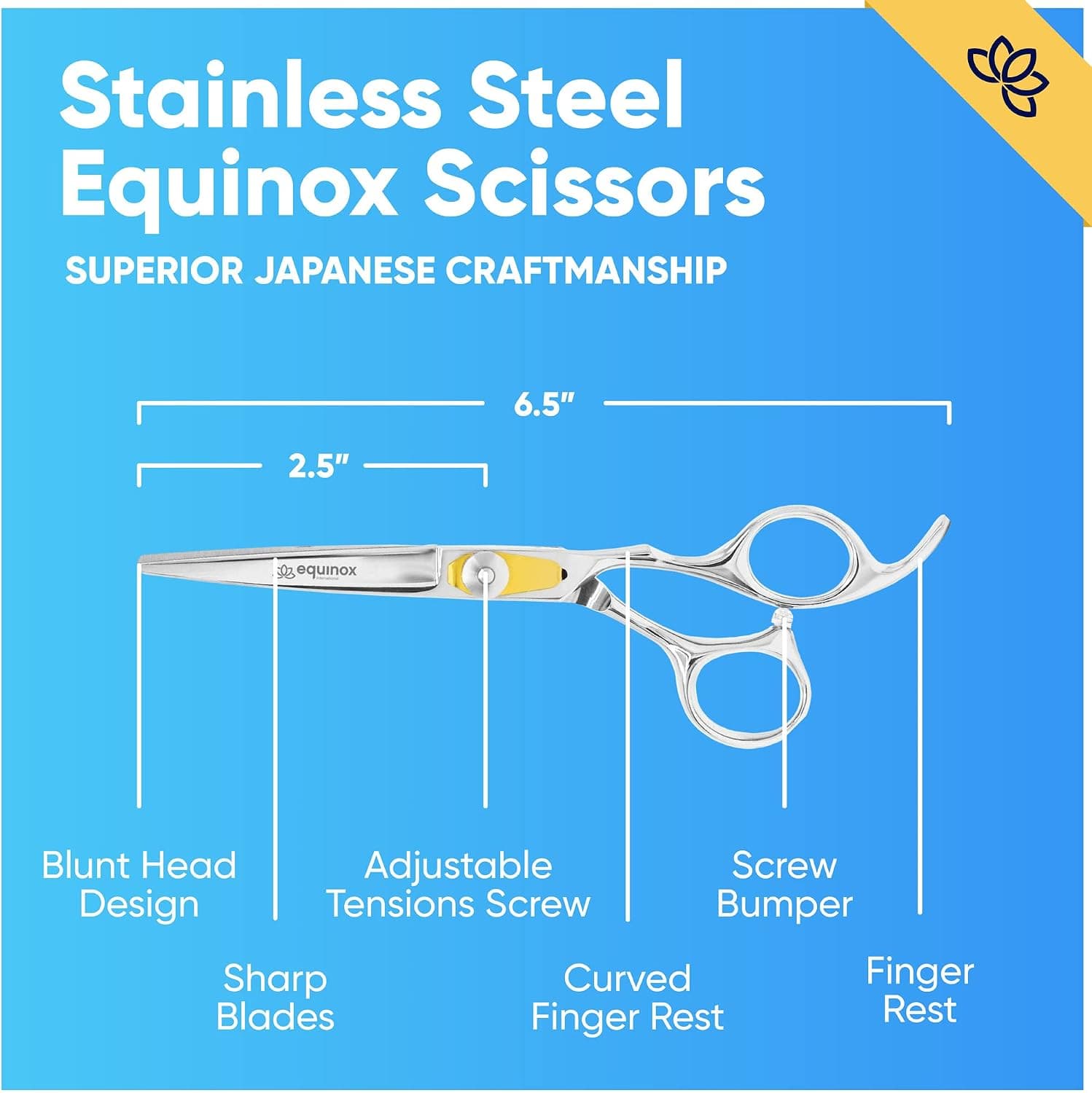 قیچی اصلاح مو و ریش مناسب آرایشگران، مردان و زنان Equinox International استیل ضدزنگ 6.5" قیچی اصلاح مو و ریش مناسب آرایشگران، مردان و زنان Equinox International استیل ضدزنگ 6.5"