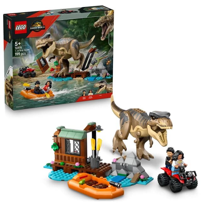 لگو 76975 Jurassic World فرار T. rex از رودخانه، 199 قطعه، مناسب 5+ لگو 76975 Jurassic World فرار T. rex از رودخانه، 199 قطعه، مناسب 5+