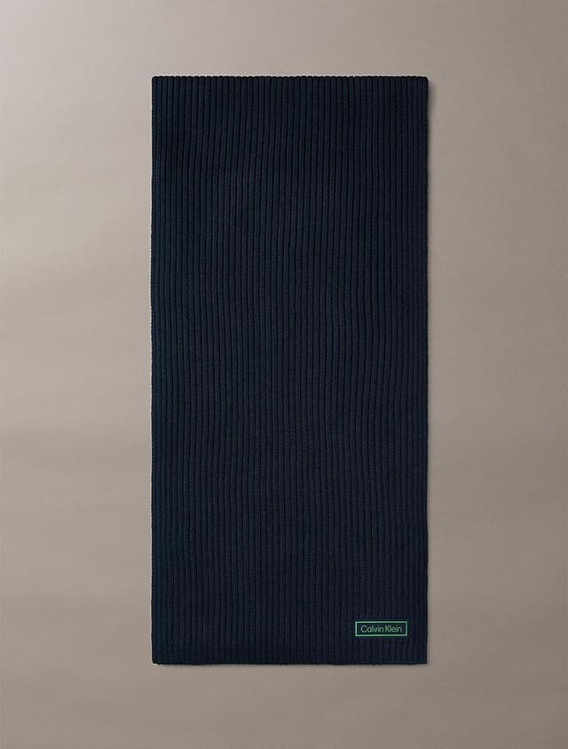 شال گردن مردانه Calvin Klein مشکی Patch Chunky Rib استاندارد شال گردن مردانه Calvin Klein مشکی Patch Chunky Rib استاندارد