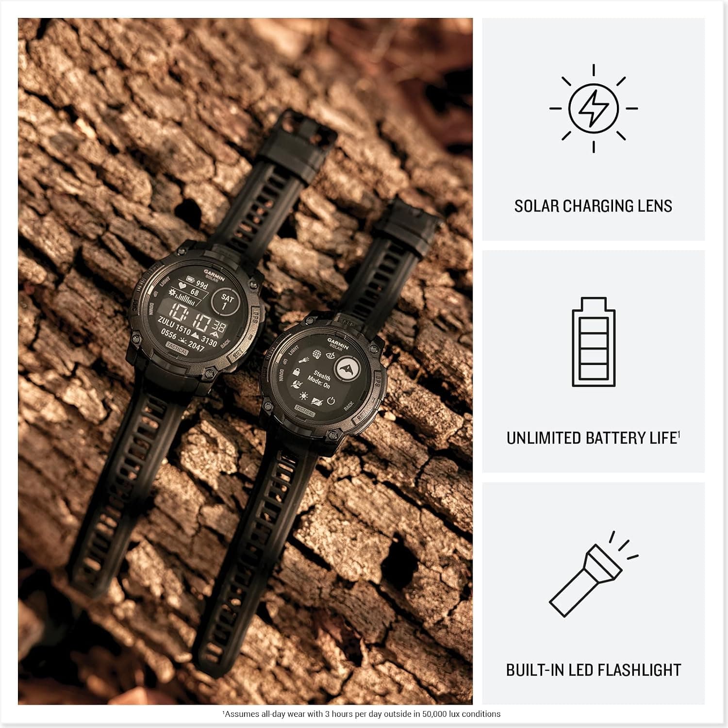 ساعت هوشمند Garmin Instinct 3 50 mm Solar Tactical Edition سیاه ساعت هوشمند Garmin Instinct 3 50 mm Solar Tactical Edition سیاه
