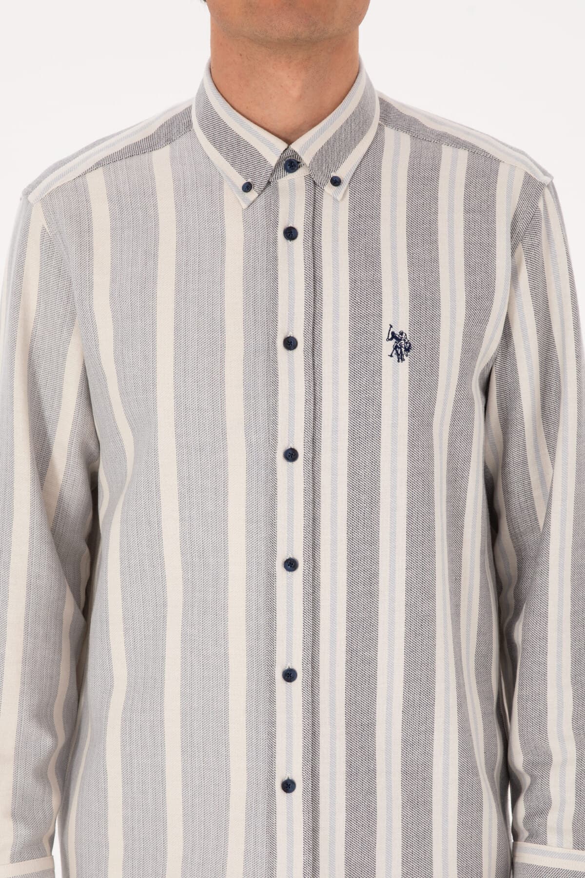 پیراهن مردانه U.S. Polo Assn. سرمهای راهراه کرم آستینبلند مدل 50316558-VR033 پیراهن مردانه U.S. Polo Assn. سرمهای راهراه کرم آستینبلند مدل 50316558-VR033