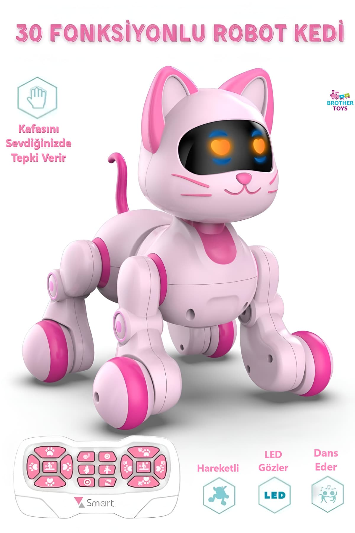 ربات اسباببازی گربهای آموزشی و تعاملی هوشمند کنترل از راه دور Brother Toys با ۳۰ عملکرد ربات اسباببازی گربهای آموزشی و تعاملی هوشمند کنترل از راه دور Brother Toys با ۳۰ عملکرد