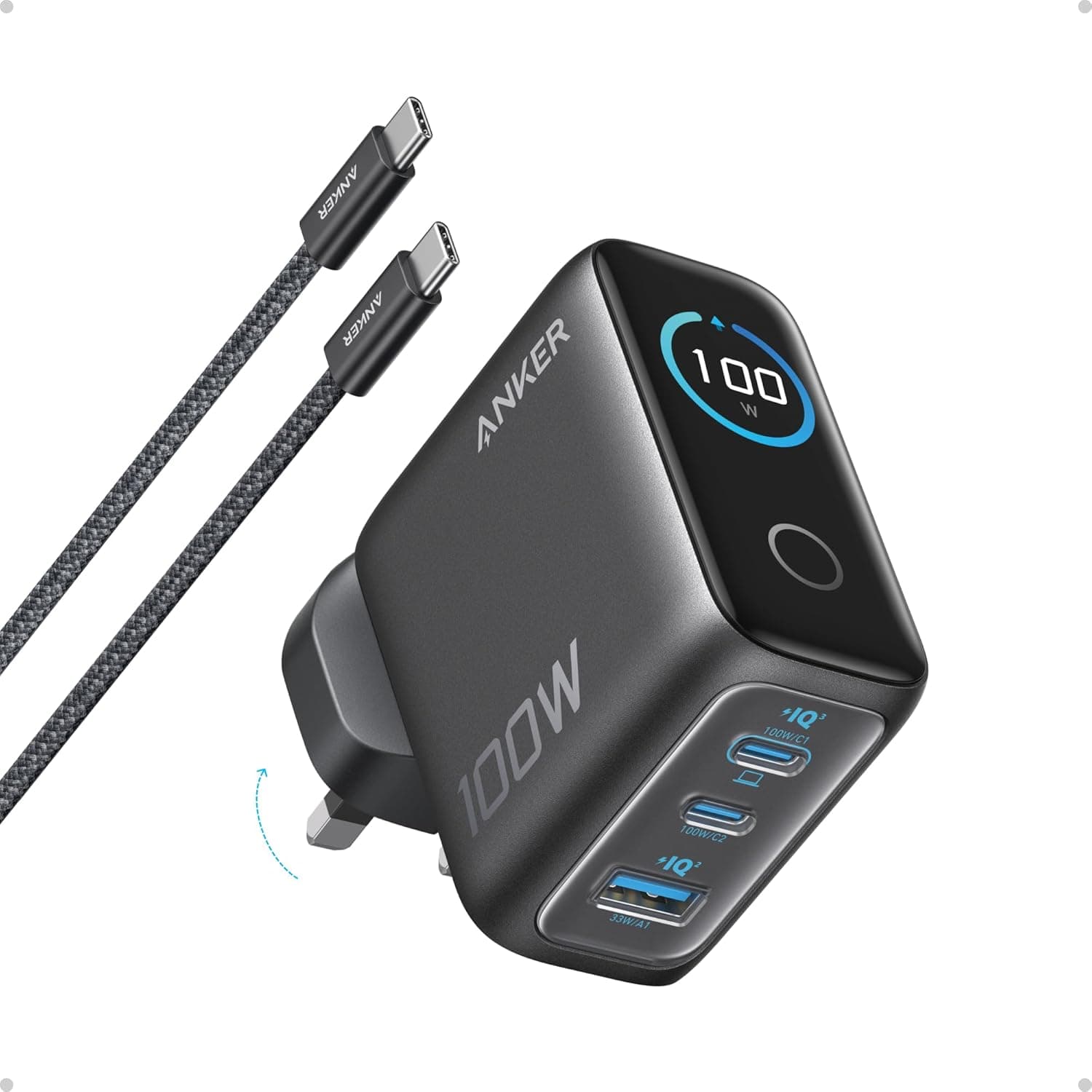 شارژر Anker 140 وات 4 پورت GaN USB-C نمایشگر هوشمند کابل 1.5 متری شارژر Anker 140 وات 4 پورت GaN USB-C نمایشگر هوشمند کابل 1.5 متری