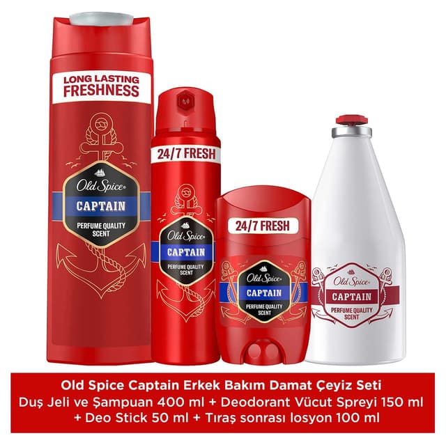 ست مردانه Old Spice Captain Stick 50ml، اسپری 150ml، ژل دوش 400ml، لوسیون 100ml ست مردانه Old Spice Captain Stick 50ml، اسپری 150ml، ژل دوش 400ml، لوسیون 100ml