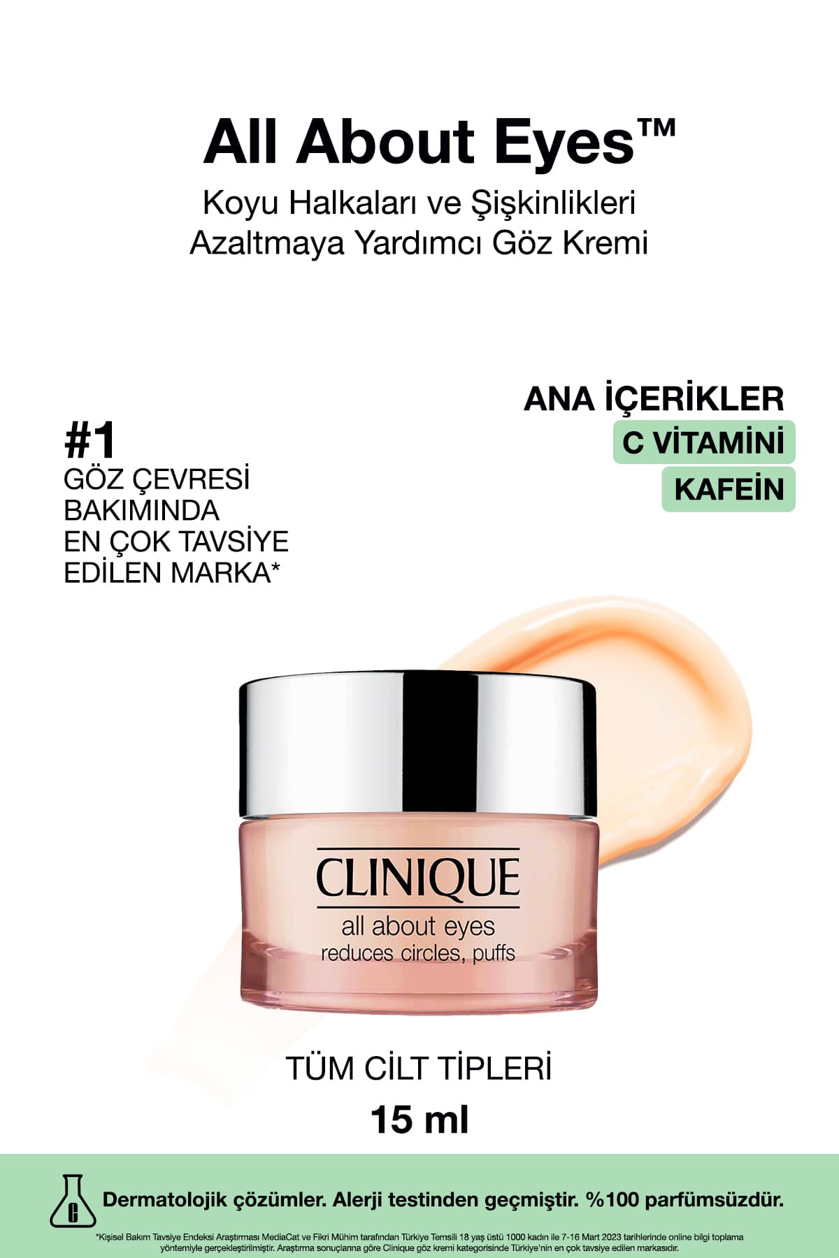 کرم دور چشم Clinique حاوی ویتامین C و کافئین ضد پف و تیرگی All About Eyes™ 15ml کرم دور چشم Clinique حاوی ویتامین C و کافئین ضد پف و تیرگی All About Eyes™ 15ml