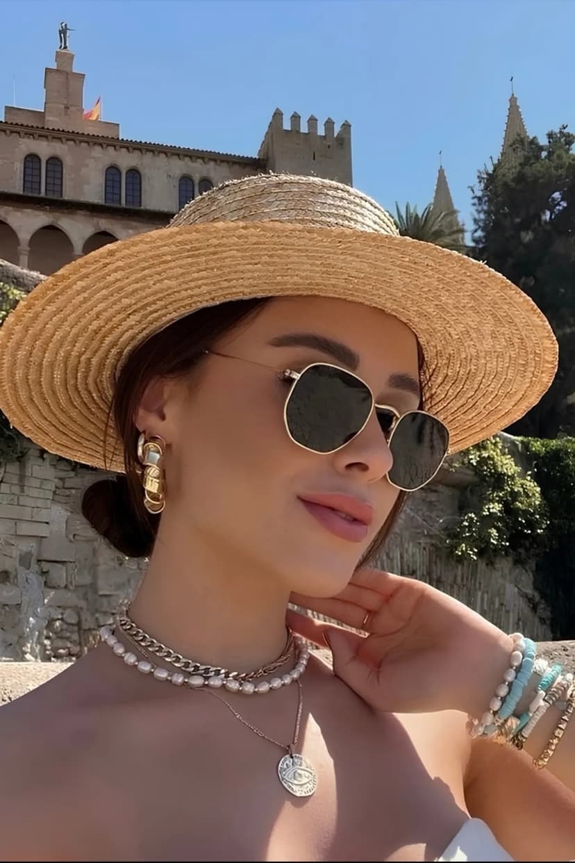 عینک آفتابی یونیسکس Chunky Frame فریم فلزی طلایی پنجضلعی عینک آفتابی یونیسکس Chunky Frame فریم فلزی طلایی پنجضلعی