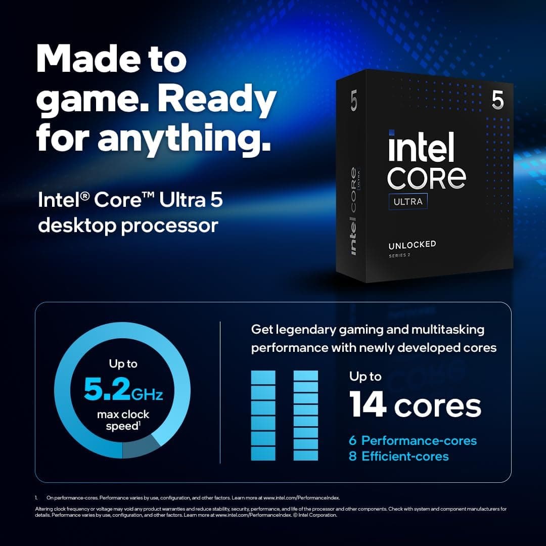 پردازنده دسکتاپ Intel Core Ultra 5 ۱۴ هسته تا 5.2 GHz مدل 245KF پردازنده دسکتاپ Intel Core Ultra 5 ۱۴ هسته تا 5.2 GHz مدل 245KF