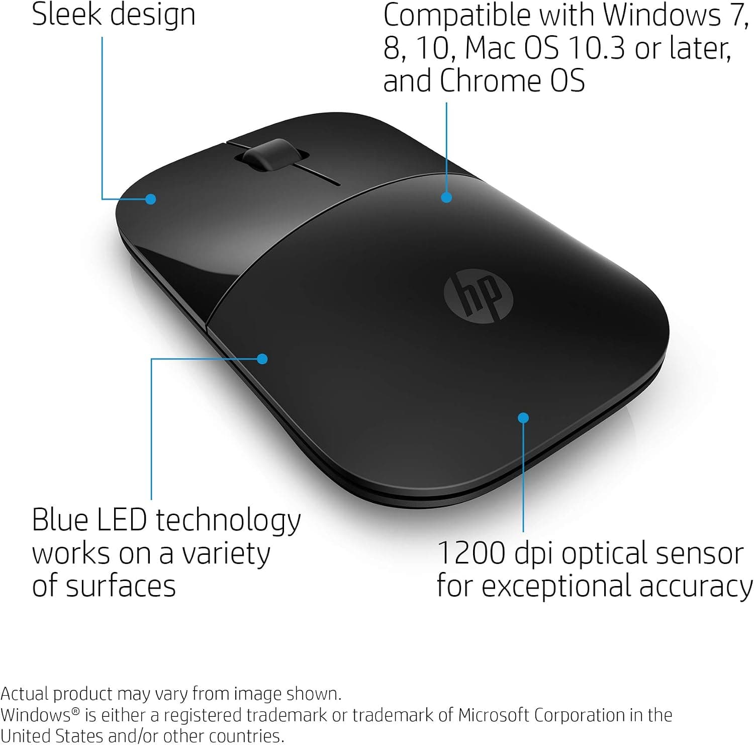 ماوس بیسیم HP مشکی مدل Z3700 ماوس بیسیم HP مشکی مدل Z3700