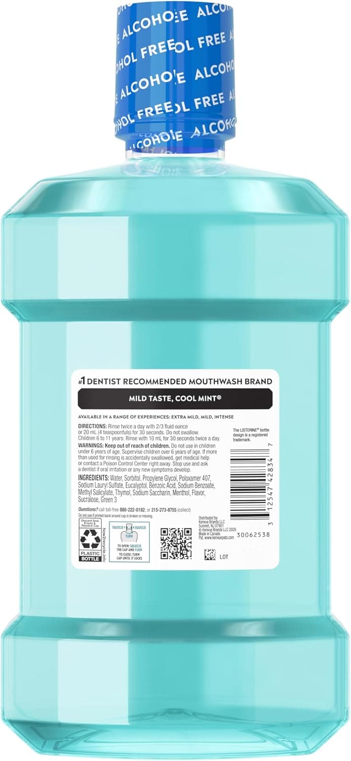 دهانشویه Listerine با طعم نعناع تمیز Zero حجم 1.5LT دهانشویه Listerine با طعم نعناع تمیز Zero حجم 1.5LT
