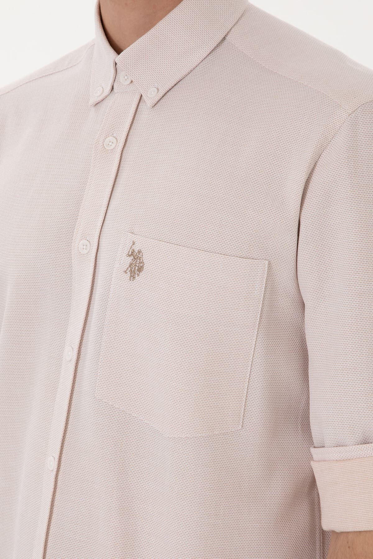 پیراهن مردانه U.S. Polo Assn. شتری فیت معمولی جیبدار مدل 50306340-VR015 پیراهن مردانه U.S. Polo Assn. شتری فیت معمولی جیبدار مدل 50306340-VR015