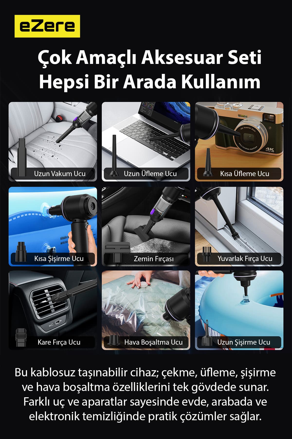 جاروبرقی کوچک بیسیم خودرو EZERE Vacpro با مکش 22000pa و نمایشگر دیجیتال جاروبرقی کوچک بیسیم خودرو EZERE Vacpro با مکش 22000pa و نمایشگر دیجیتال