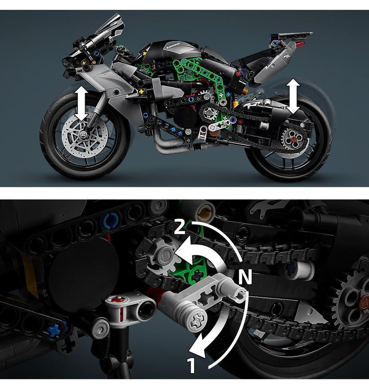 لگو Technic موتورسیکلت Kawasaki Ninja H2R مدل 42170 با 643 قطعه لگو Technic موتورسیکلت Kawasaki Ninja H2R مدل 42170 با 643 قطعه