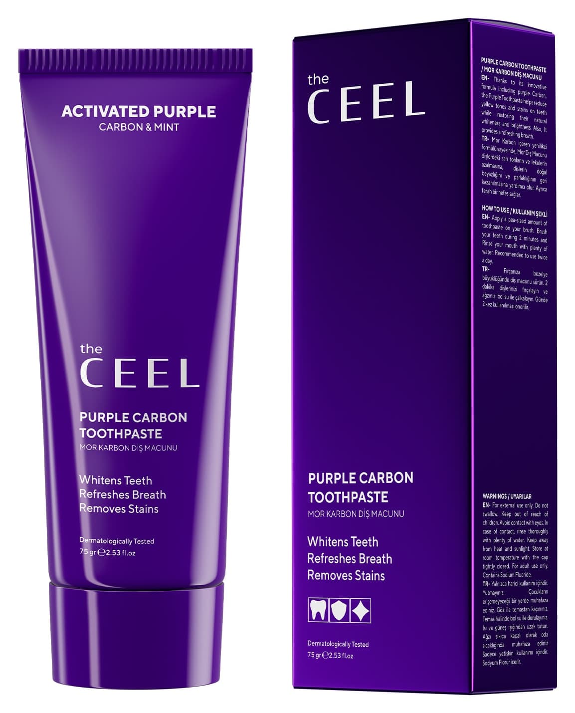 خمیردندان سفیدکننده The Ceel بنفش کربن 75 gr خمیردندان سفیدکننده The Ceel بنفش کربن 75 gr
