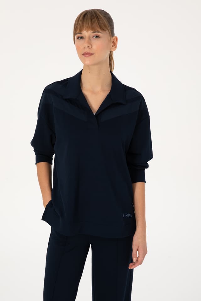 سوئیشرت زنانه U.S. Polo Assn. سرمهای یقه پولو مدل 50309082-VR033 سوئیشرت زنانه U.S. Polo Assn. سرمهای یقه پولو مدل 50309082-VR033