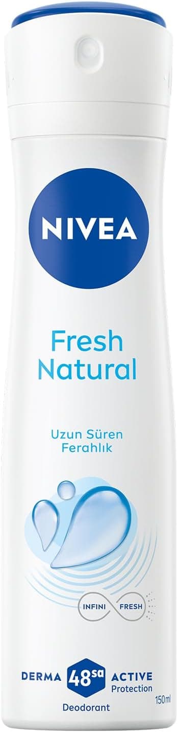 اسپری دئودورانت زنانه NIVEA ضدبوی عرق 48 ساعته با رایحه اقیانوس، فاقد آلومینیوم مدل Fresh Natural 150 ml اسپری دئودورانت زنانه NIVEA ضدبوی عرق 48 ساعته با رایحه اقیانوس، فاقد آلومینیوم مدل Fresh Natural 150 ml