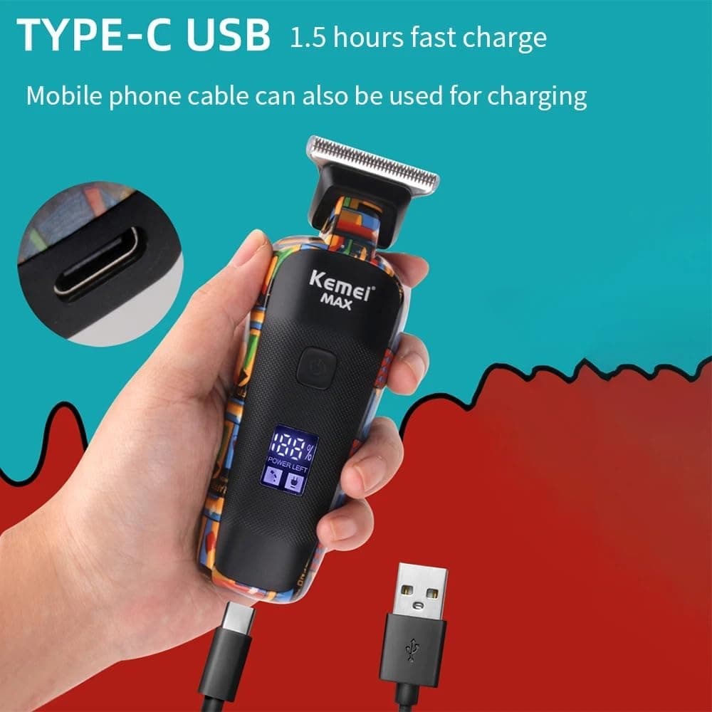 ماشین اصلاح موی سر و صورت مردانه KEMEI بیسیم و شارژی با نمایشگر LCD مدل KM-MAX5090 ماشین اصلاح موی سر و صورت مردانه KEMEI بیسیم و شارژی با نمایشگر LCD مدل KM-MAX5090